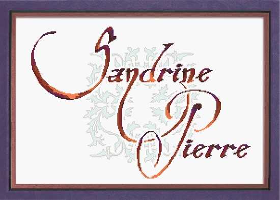 Cross stitch chart DOUBLE CALLIGRAPHIC NAMES